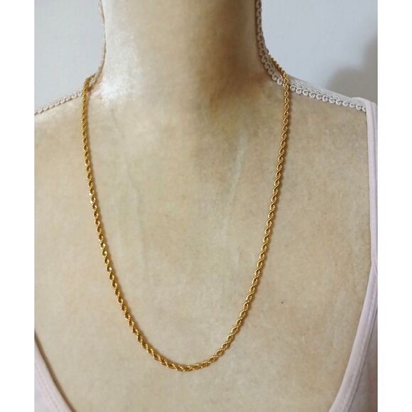 Monet Gold Tone Rope Chain Necklace 24" Classic Vintage Style Signed - Picture 2 of 2
